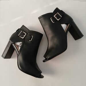 Essex Lane Carol Open Toe Black Heeled Booties Women's Size 8M